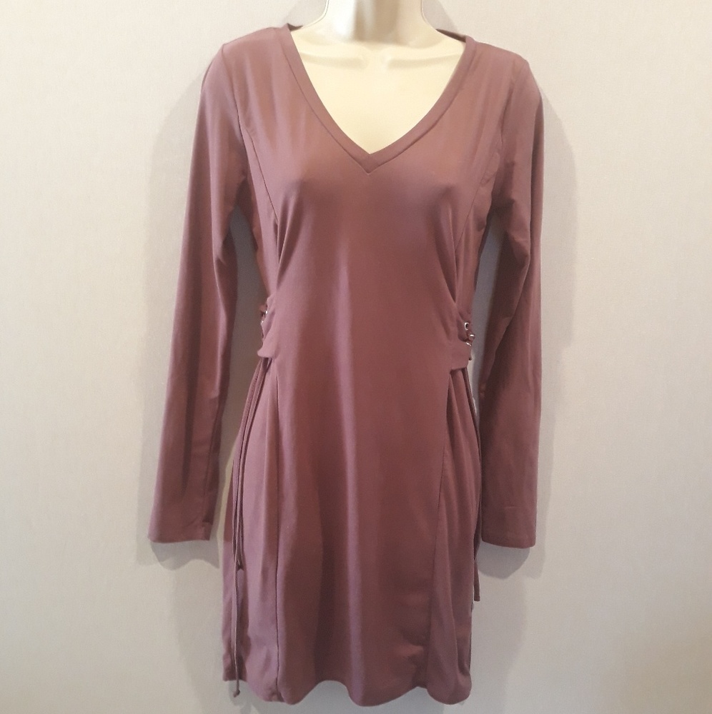 Moral Fiber Cinched Sides Long Sleeve Dress